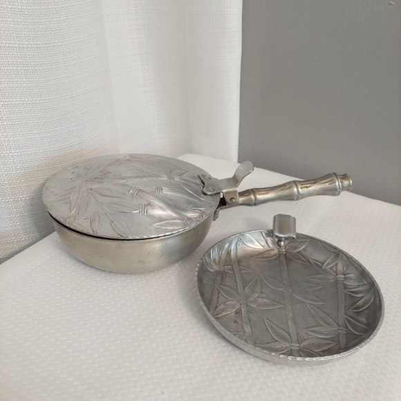 Everlast Silent Butler W Ashtray Insert Bamboo Print Aluminum Hand Forged - Picture 4 of 8